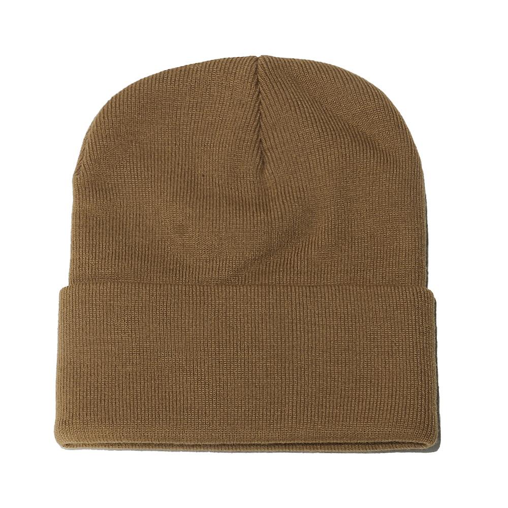 High Quality Solid Color Acrylic Wool Hat Outdoor Warm Cold Hat Monochrome Knitted Hat Pullover Hat for Men and Women