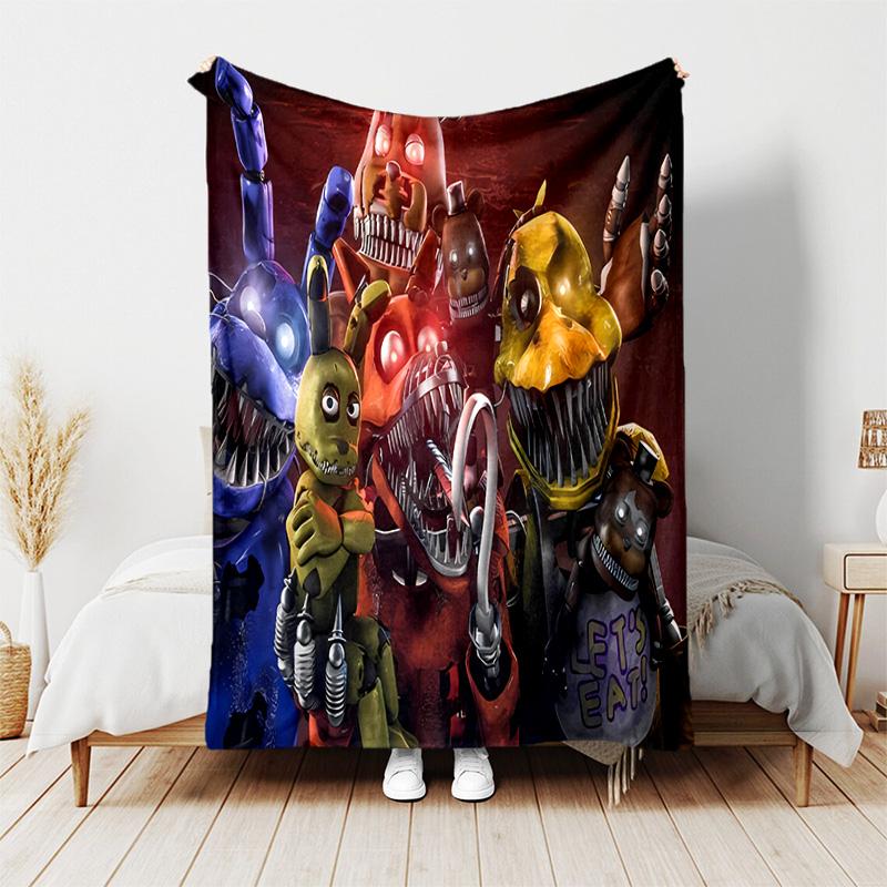 Cartoon Five Nights at Freddys printed throw blanket—lightweight,soft,warm;versatile blanket all seasons—perfect air-conditioning throw,nap blanket