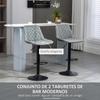 Set Of 2 Swivel Bar Stools Adjustable Height 86 106 Cm Upholstered In Synthetic Leather Backrest And Footrest Gray