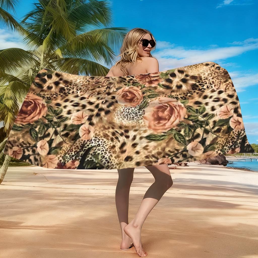 1pc Leopard Print Beach Towel Full of Wildness Quick-drying Super Absorbent Suitable for Beach Pool Yoga Summer Gift for Friends