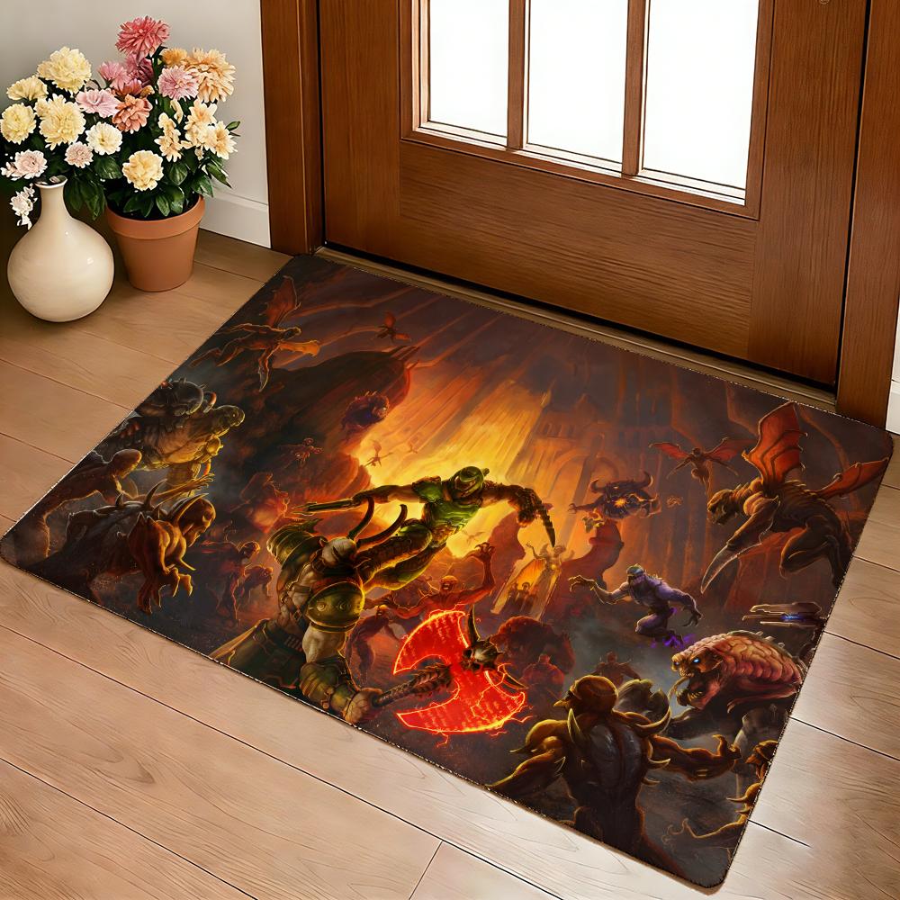 Shooting Game D-Doom Floor Mat Cozy Flannel Soft Thick Non-Slip Mat For Living Room Bedroom Kitchen Decor Rugs