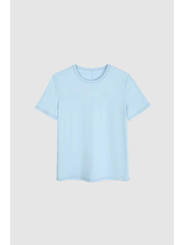 Women's High-End Crew Neck Tencel & Cotton Slimming Short Sleeve T-Shirt