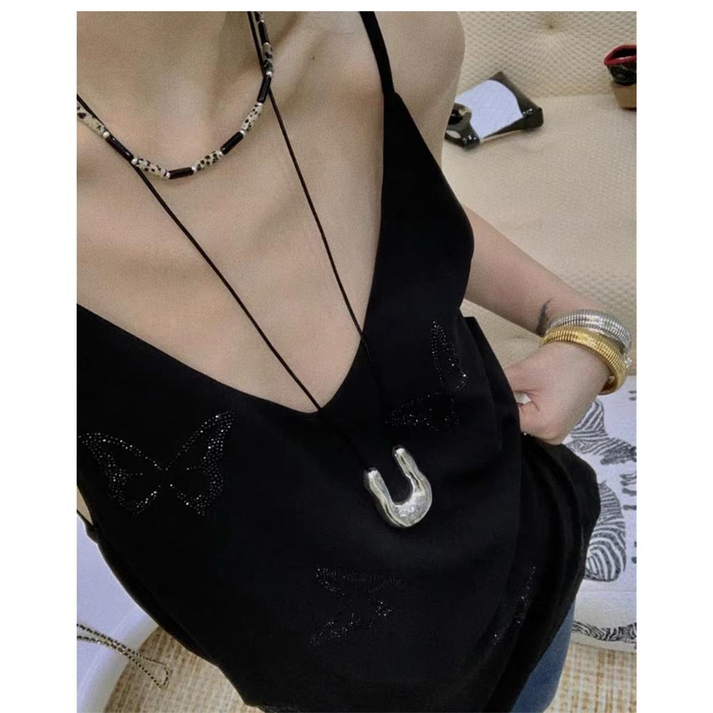 Tooxika Niche Personality Metal U-shaped Glossy Horseshoe Irregular Pendant Necklace Simple Luxury Collarbone Chain