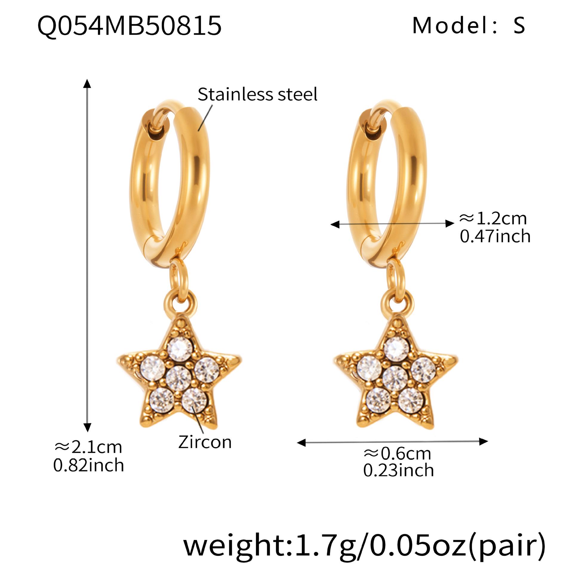 Qiong Yao 18K Gold Plated Zirconia Star Hoop Earrings - Elegant Women’s Jewelry with Long-lasting Sparkle