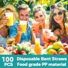 Disposable Plastic Curved Drinking Straws Reusable Child Straw for Drinks Colorful Drinking Tube Multi-time Straw Party Supplies