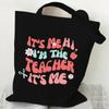 Teacher's Day Gift Teacher Print Canvas Tote Bag Women Handbag Colored Letters Teacher Canvas Tote Bag Floral Shoulder Bag