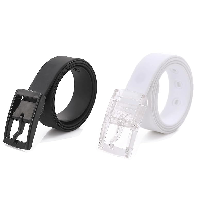 

[TOUFEIYUAN] silicon rubber belt For work thunder but Are you okay golf outdoor in Active Water resistant lightweight 2 pack (black white)