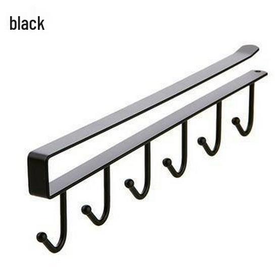 Wrought Iron Punch-Free Hanging Rack with Multifunctional Hooks for Under-Cabinet or Wardrobe Storage.
