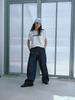 KOBKINO Curved Oversize Denim Pants (Dark Blue)