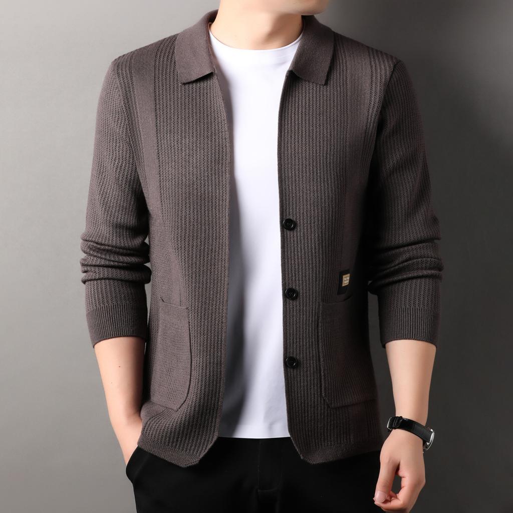26 Spring And Autumn Men'S Knitted Cardigan Jacket Fashion Lapel Casual Men'S Cardigan Jacket Sweater Men'S Clothing