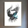 Scandinavian poster, canvas, flying eagle, forest, natural silhouette, wall art print, home decoration, oil painting without frame