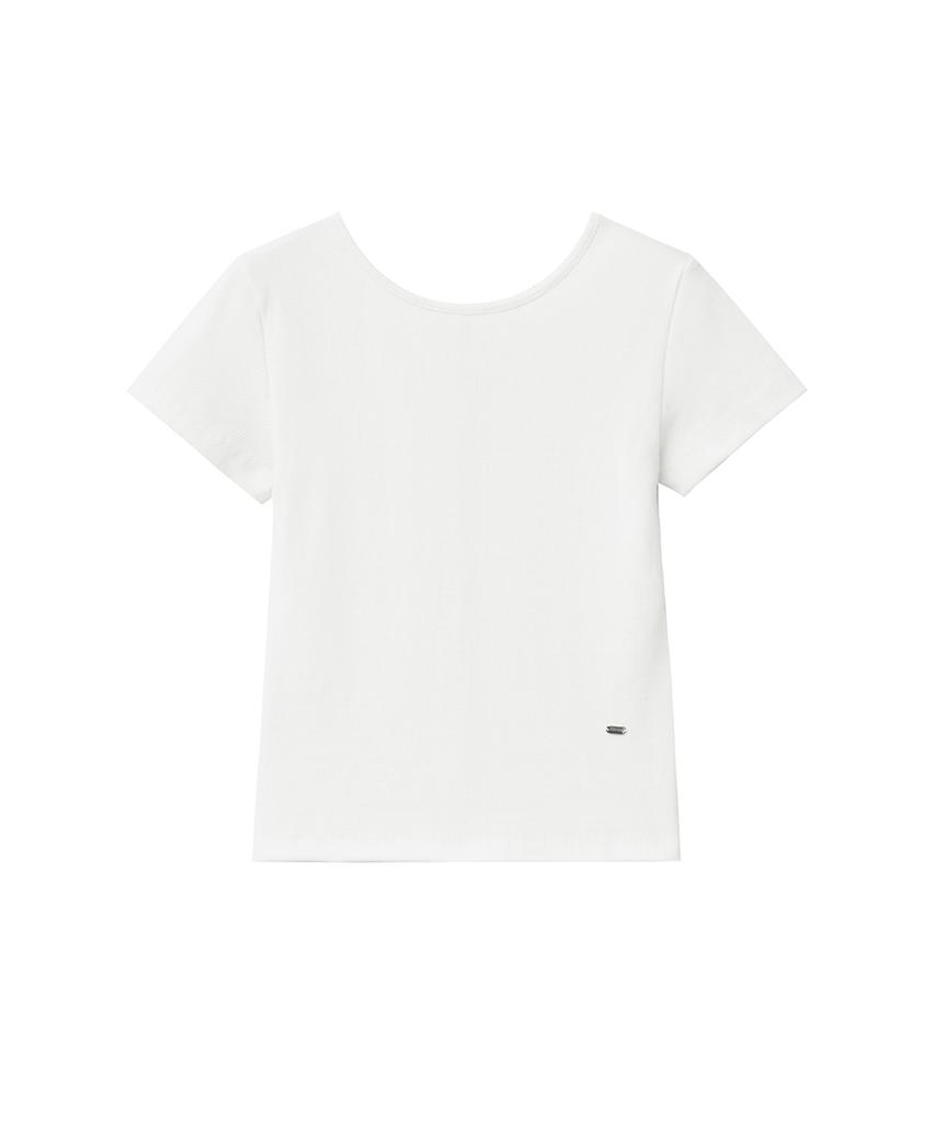 Lense Back Button Slit Tee White