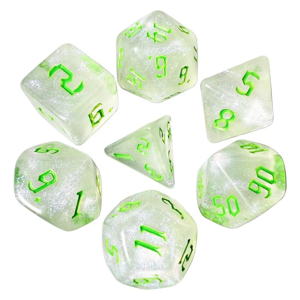DND Cubes Dice RPG Dice Amazing Colours Mixing Fantasy Starlight Effect Unique Retro Font Styles For Roll Playing Card Games