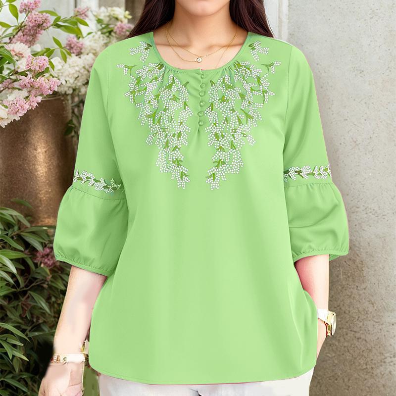 

ZANZEA Женская повседневная блузка с круглым вырезом, длинными рукавами и свободным принтом S