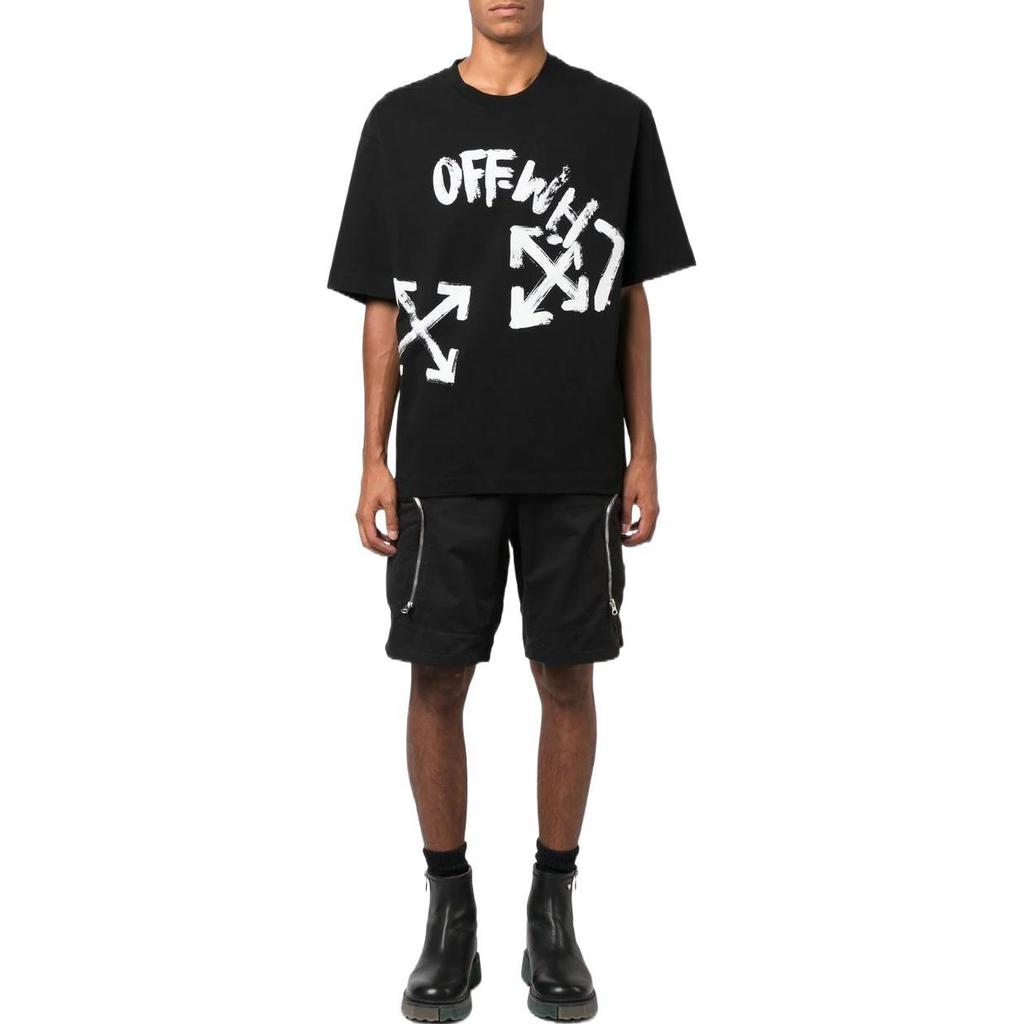 Off-White Paint Script Over Skate Short-Sleeve Tee Black/White Men Tops OMAA120F22JER0041001