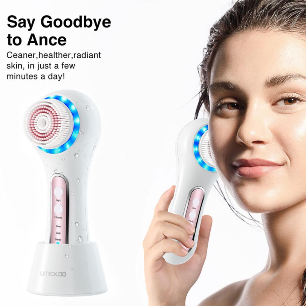 6-in-1 Electric Facial Cleansing Brush Deep Pore Cleanse Exfoliate Massage Waterproof USB Rechargeable Face Scrub Brush 6 Replaceable Brush Heads