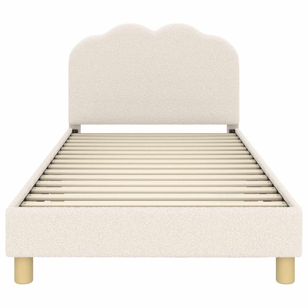 Children s Bed Frame with Headboard Cream 80 x 200 cm Boucle