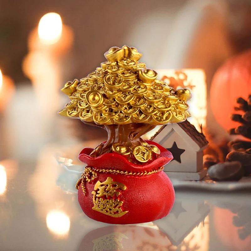 Feng Shui Money Tree Lucky Fortune Birthday Baking Cake Dress Up Decorating for Car Home TV Cabinet Decoration Crafts Figurines
