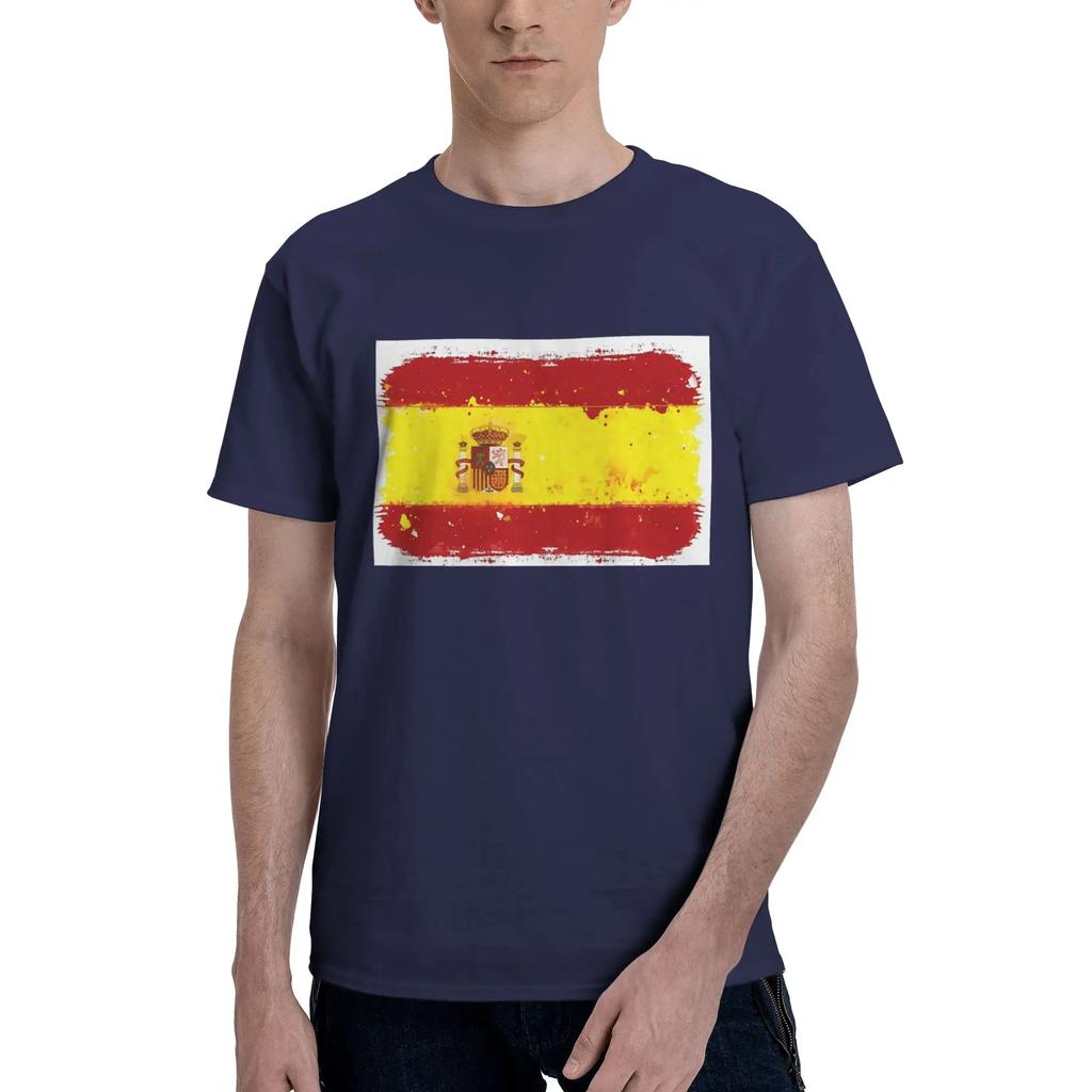 Spain Grunge Flag Men TShirt Plus Size T Shirts Mens Crew Neck Cotton Tees Short Summer Male