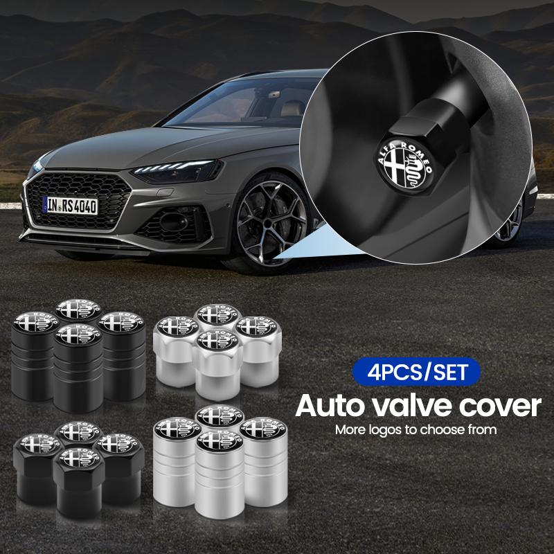 4Pcs Car Wheel Tire Valve Stem Cap Airdust Waterproof Cover For Alfa Romeo Sportiva 156 Stelvio Giulia Giulietta 147 159 GT rvcr43