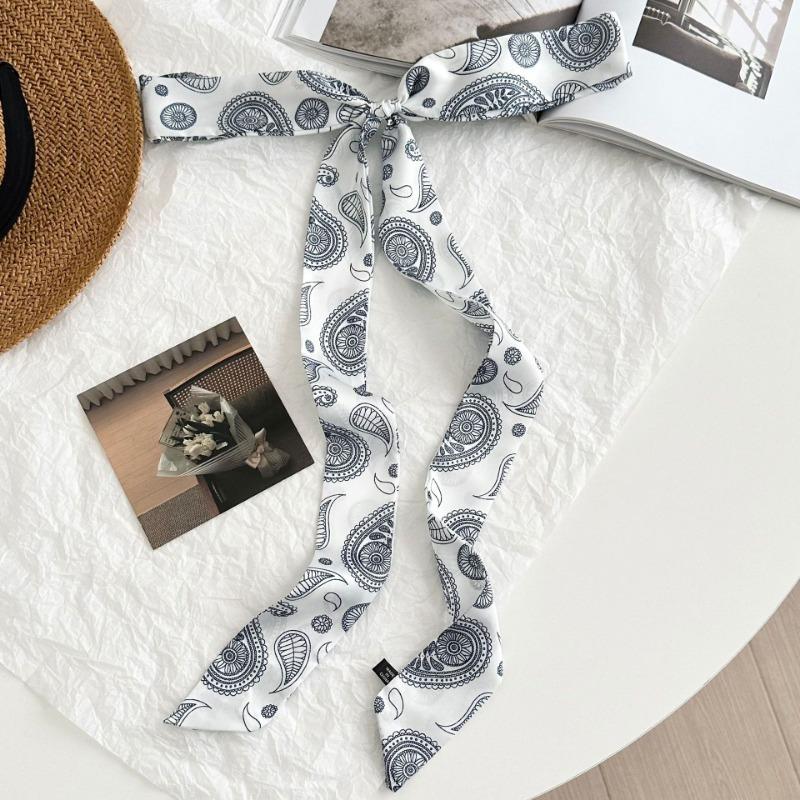 Silk scarf strip new fashion cashew flower series imitation silk scarf headscarf headband neck protection scarf decorative belt