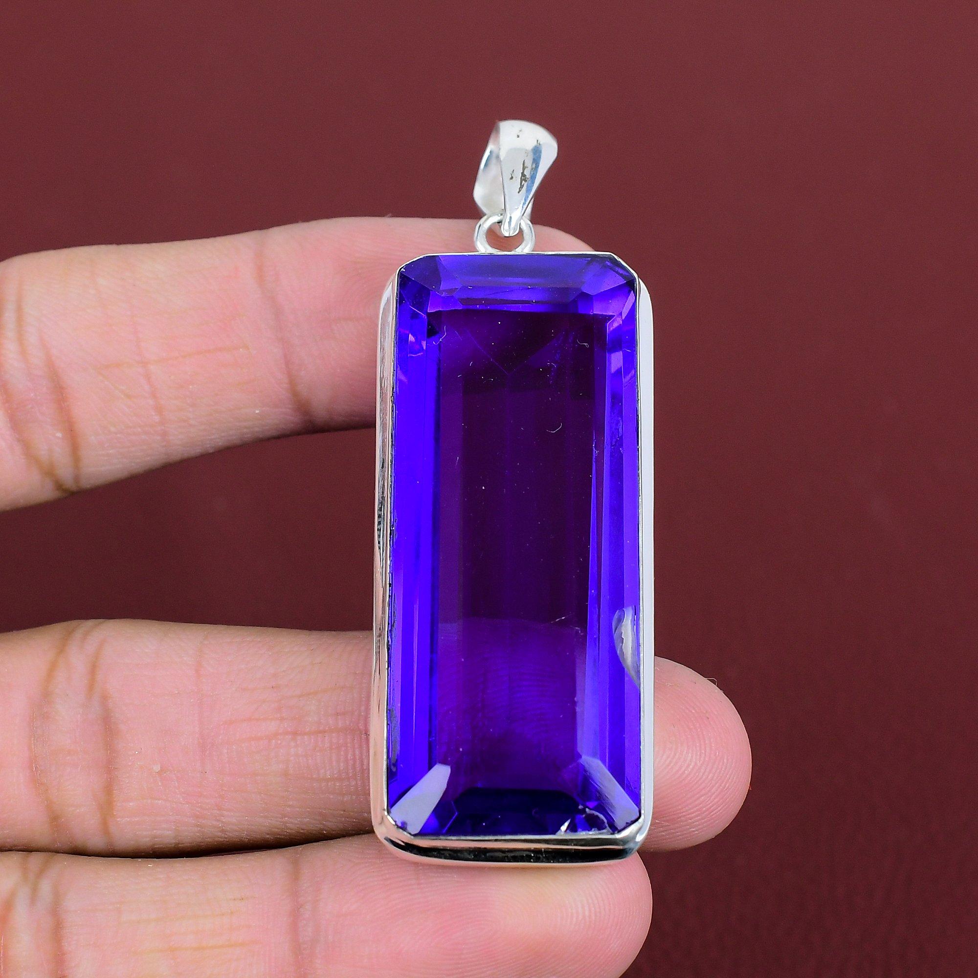 Faceted african amethyst pendant gemstone handmade jewelry 925 sterling silver pendant unique pendant gifts for mother healing stone jewelry