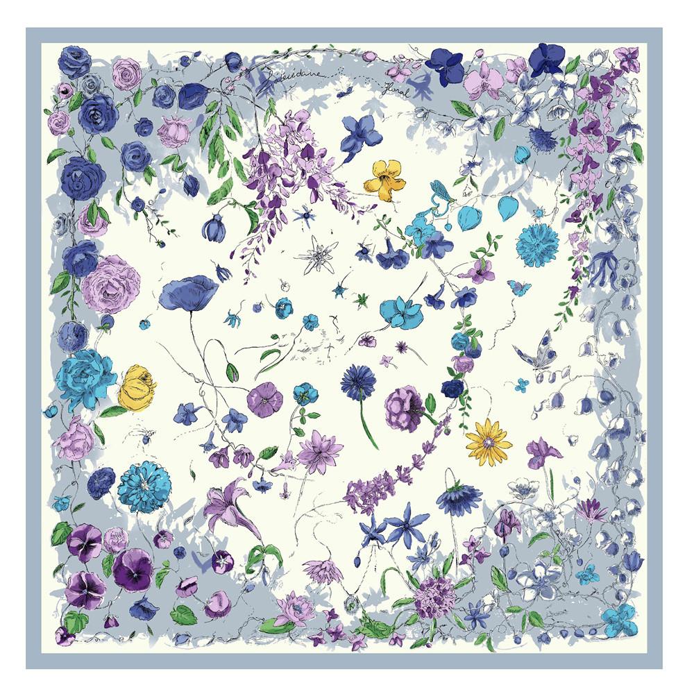 POBING Silk Scarf Women Large Shawls Flowers Printed Stoles Square Bandana Luxury Kerchief Hijab Scarf Female Foulards 130CM