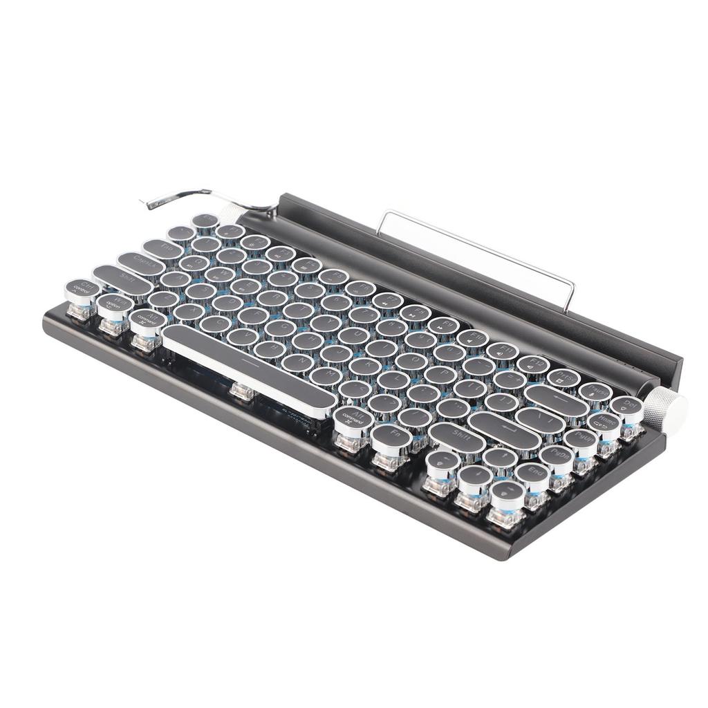 Retro Typewriter 83 Keys Mechanical Keyboard RGB Bluetooth Wireless Wired Vintage Keyboard Punk Round for Desktop Phone Keyboard, Light, & Keys, PC,