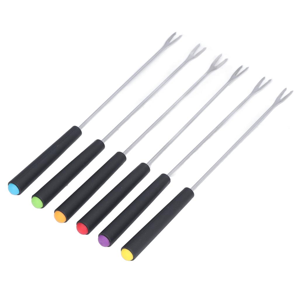 6 Pcs Fondue Forks Stainless Steel Corrosion Resistant Long Forks for Cake Chocolate Fruits Cheese Fondue