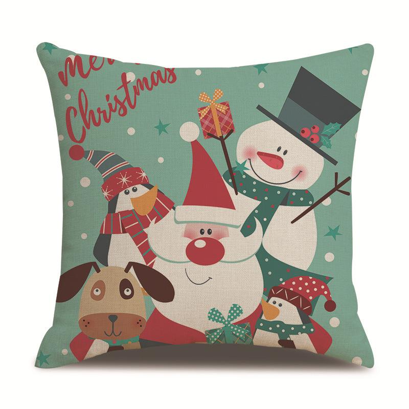 Односторонняя наволочка с рождественским узором, льняная наволочка для гостиной, автомобильная наволочка, наволочка для дивана, чехол для прикроватной подушки 45 * 45Cm without pillow core