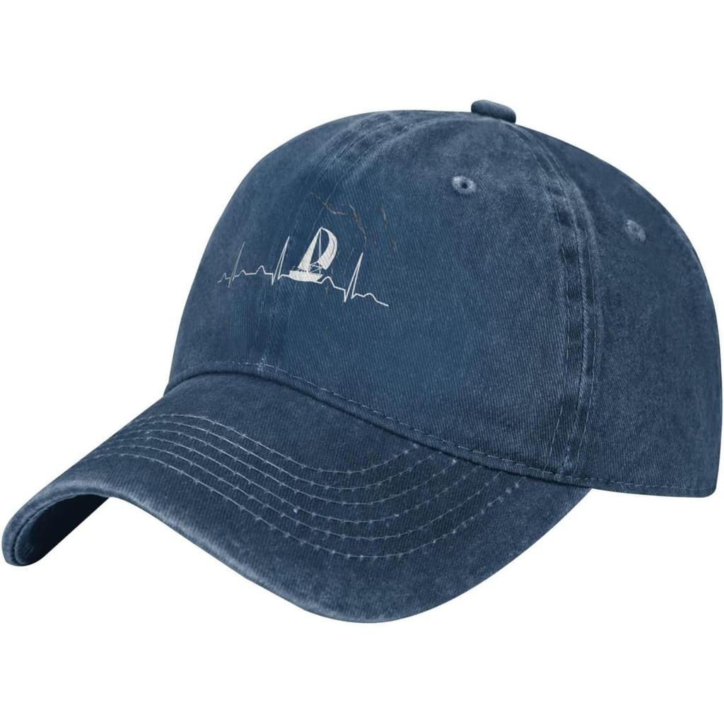 Sailing Heartbeat Baseball Cap Washed Cotton Dad Hat Adjustable Sun Protection for Unisex