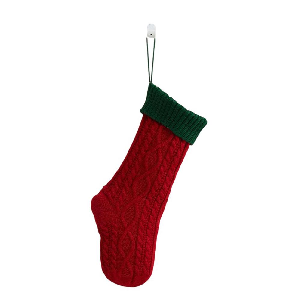 Colorblocked Thick Wool Knitted Christmas Tree Ornaments Pendants Can Be Embroidered Christmas Stockings Gift Bags