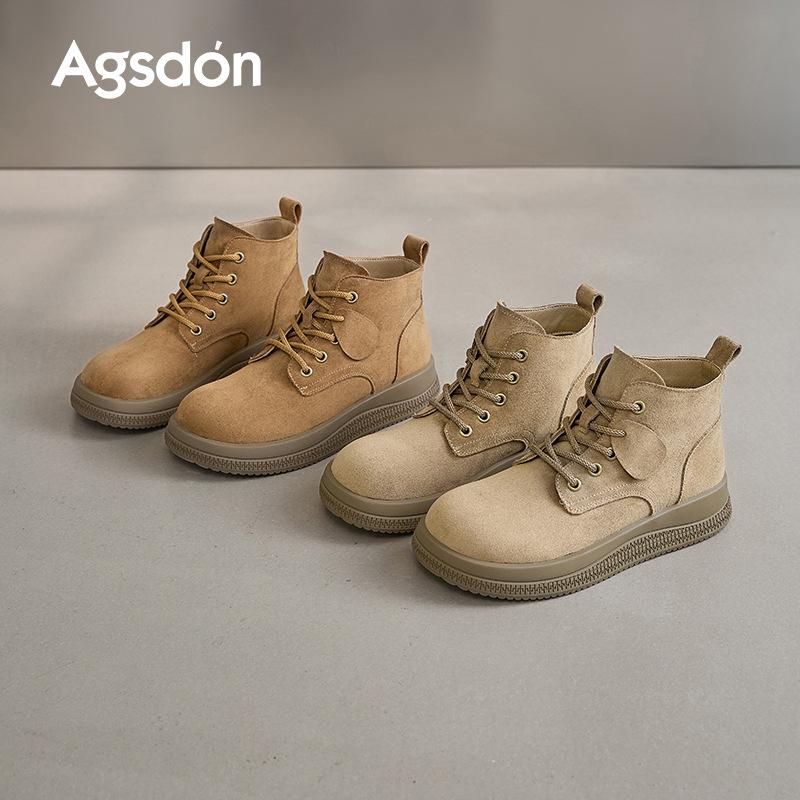 Augustine Brown Martin Boots Women's 2025 New Autumn Platform British Style Big Yellow Boots Medium Tube Lace-up Short Boots