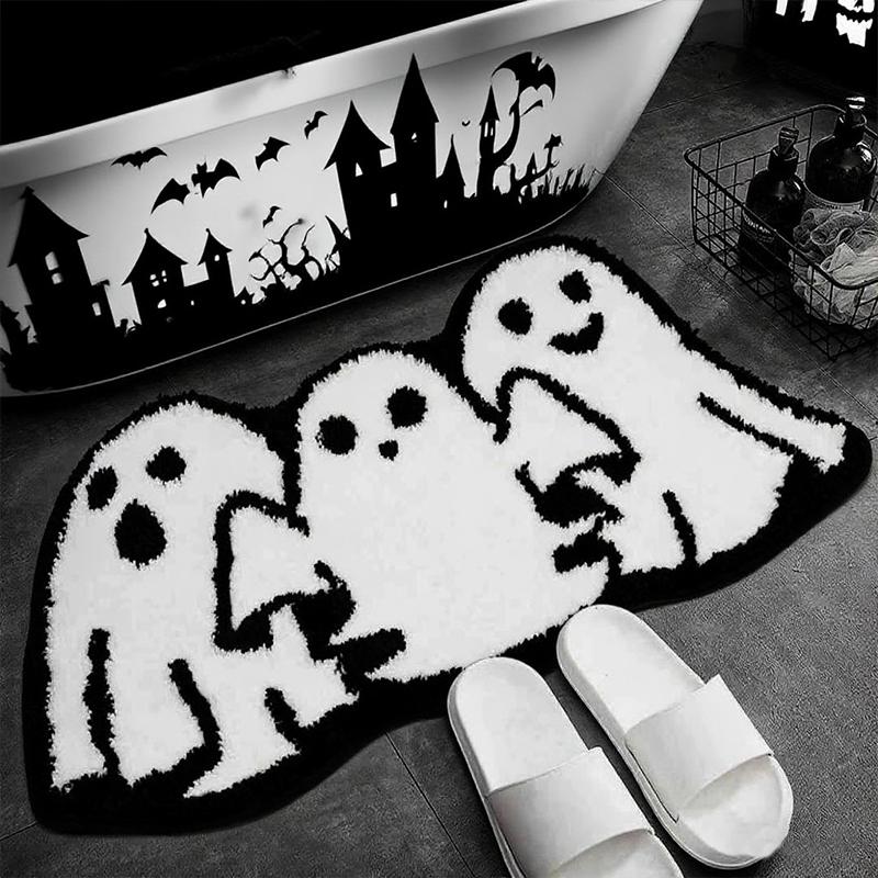 Halloween Pumpkin Plush Rugs Imitation Cashmere Soft Orange Home Carpet Autumn Decoration The Ghost Spider Web Skull Mat