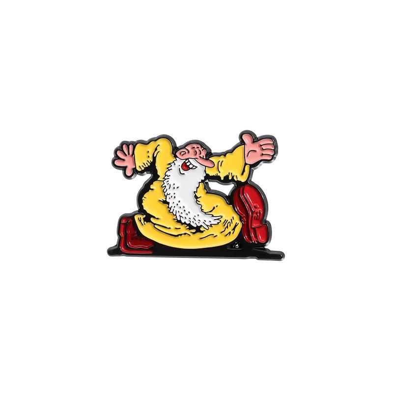 Cartoon Anime Characters Enamel Pins Custom White Beard Old Man Brooches Lapel Badges Funny Jewelry Gift for Friends