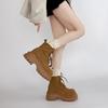 Solid color lace-up platform fashion retro fashion boots women's season new short boots Martin boots versatile boots
