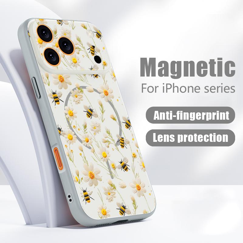 Lotus Sunflowers Pattern Case For iPhone 17 Pro Max Funda iPhone 16 15 14 13 Pro Max Magnetic For Magsafe Hybrid Slim Matte Cover