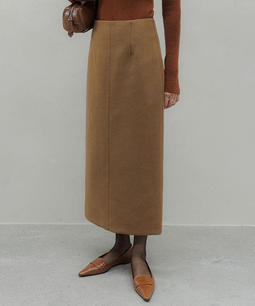 Memua Cielo Wool Midi Skirt (Camel Beige)