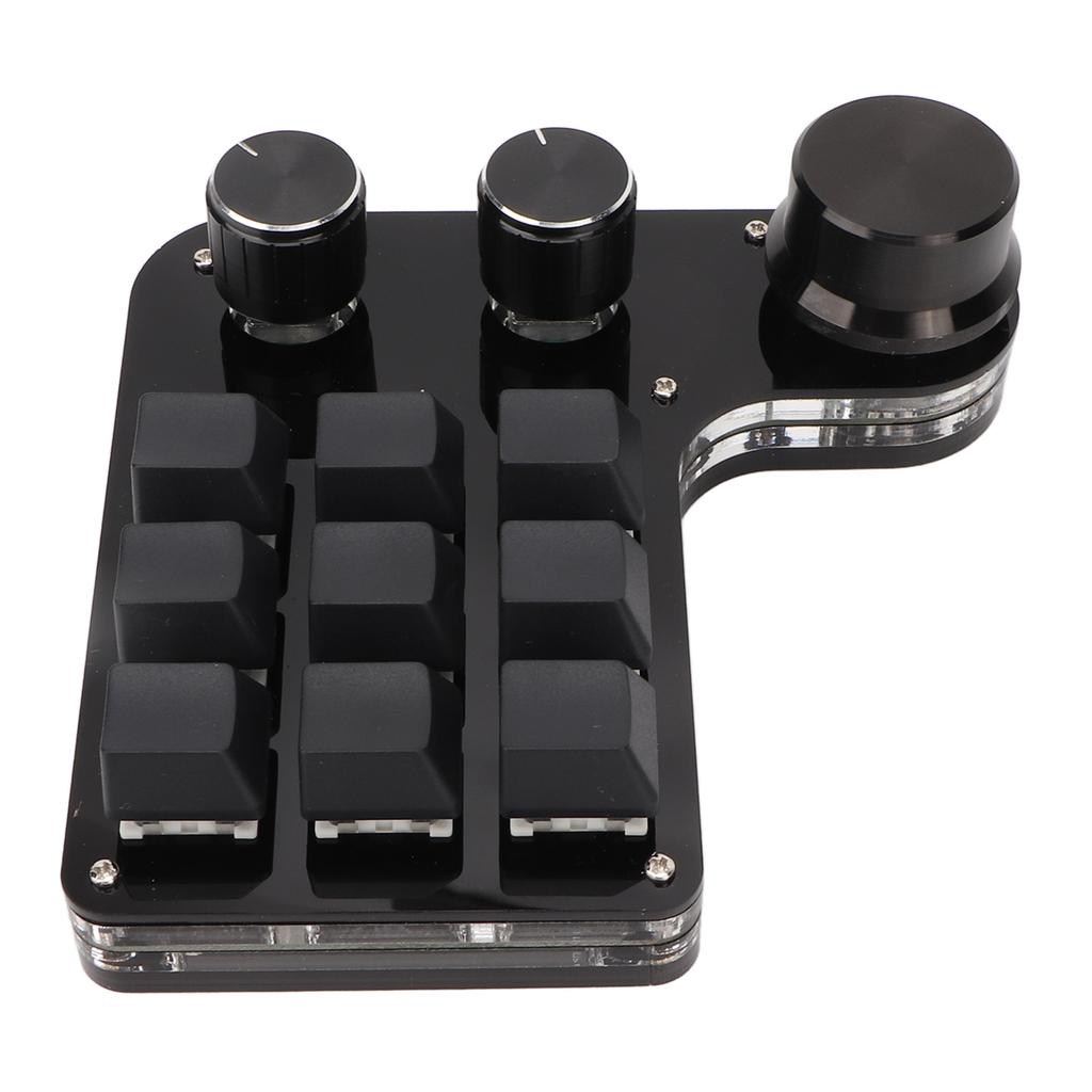 Mini Keypad 9 Keys 3 Knobs RGB Backlit Blue Switch Plug and Play Programmable Keypad for Gaming Office Media