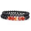 Koni Blue Striped Agate Natural Stone Couple Bracelets for Men and Women