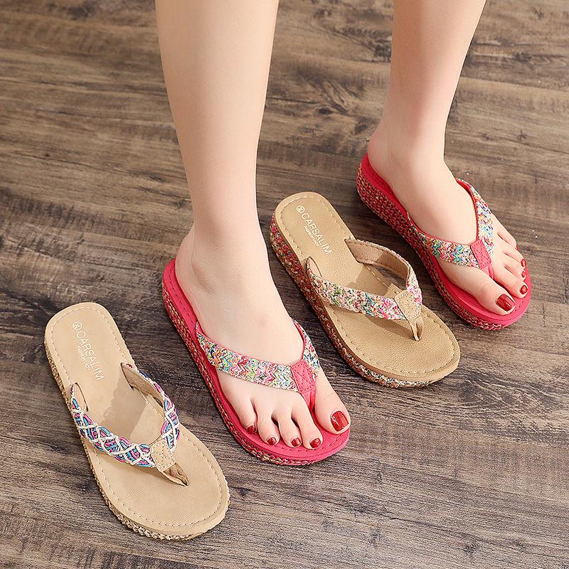 Buy 2020 Flip-flops Female Summer Wear Net Red Fashion Thick