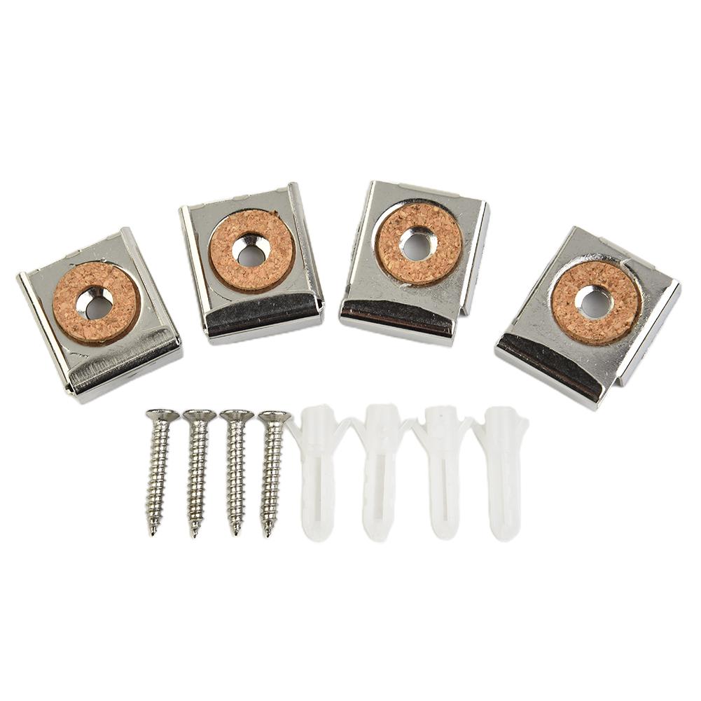 Heat-resisted Bathroom Glass Spring Loaded Clips Ridged Clips 32mm*24mm*5mm 4-6mm Range 4pcs Adjustable Heavy-duty