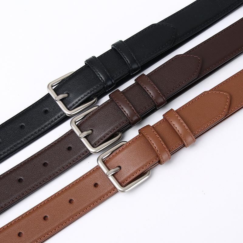 Simple And Versatile Fashion Light Luxury Belt Women'S Leather Pin Buckle First Layer Cowhide High-End Casual Pants Belt Women'S