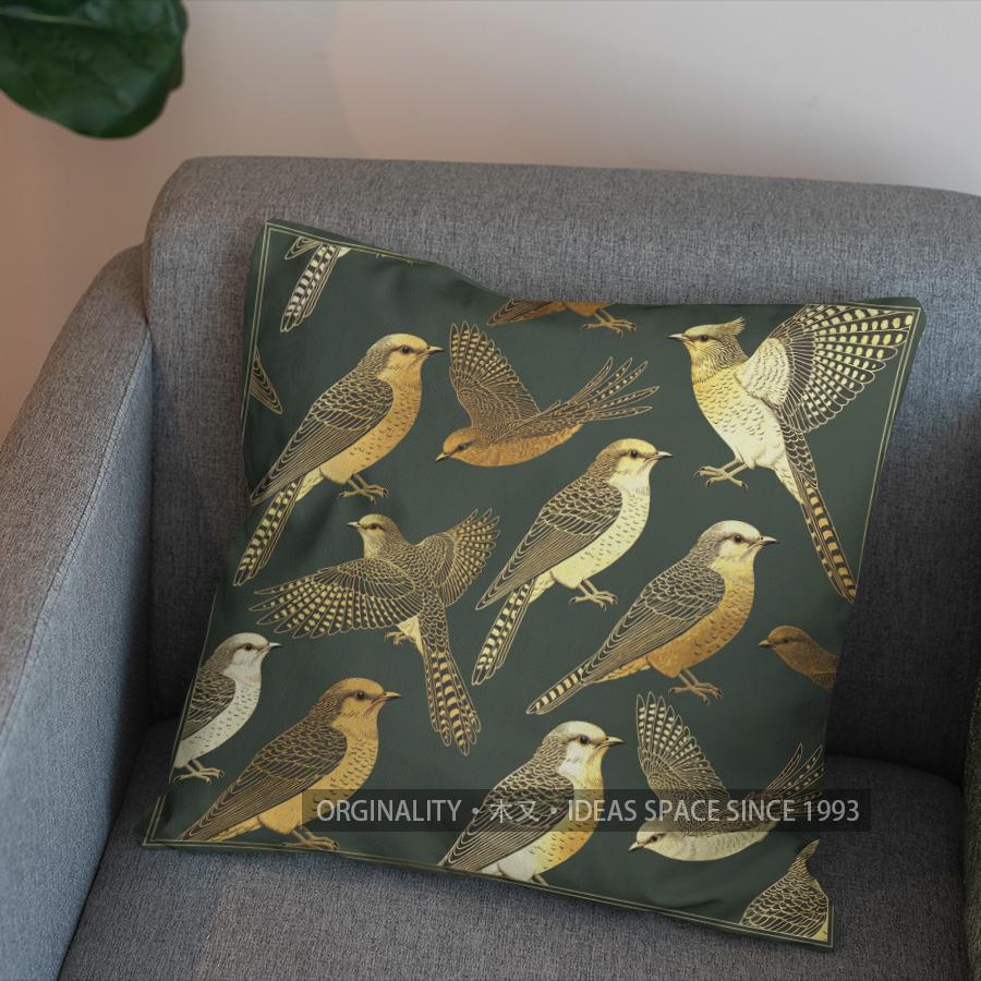 2D Flying Green Birds Decorative Pillow Cover Pattern Cushion Cover Suitable For Sofa Bedroom Car Pillow Cover