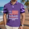 Men's Loose Fit Casual Short Sleeve Polo Shirt with National Flag Print Comfortable Lightweight Summer Top