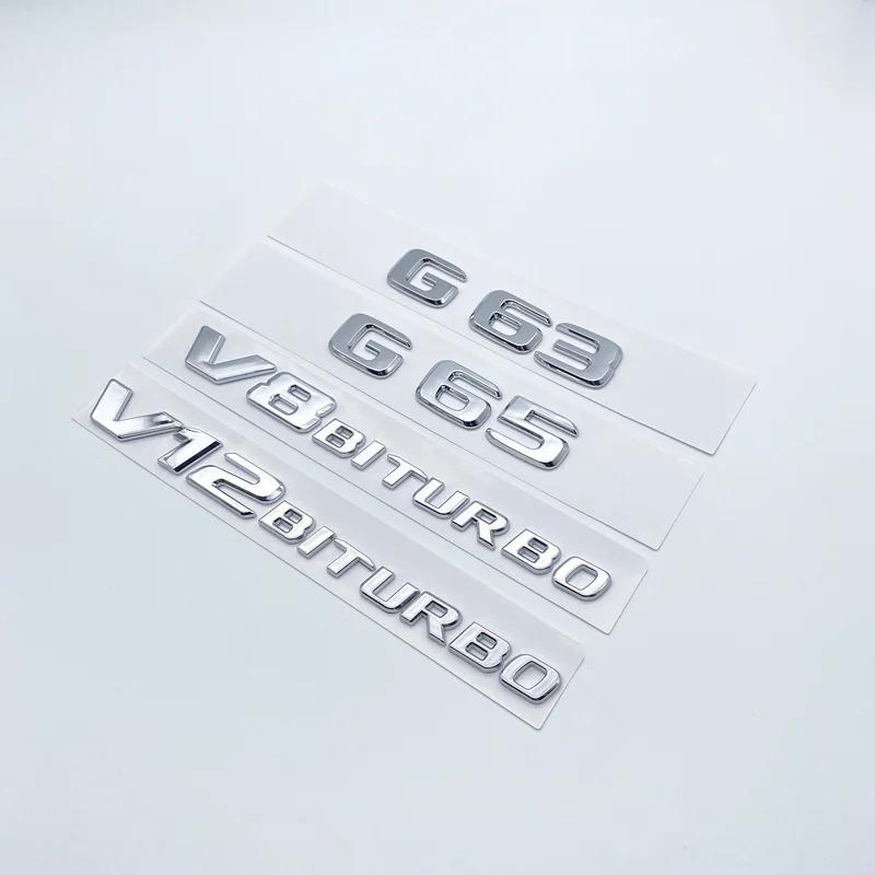 Flat Letters G63 G65 V8 Biturbo V12 Biturbo Emblem for Mercedes Benz AMG W463 Car Side Fender Trunk Nameplate Logo Sticker