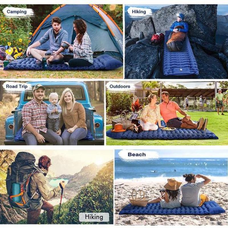 1PC Camping Sleeping Pad Inflatable Waterproof Sleeping Pad with Built-in Pump, Foot Operated Ultra Thick Durable