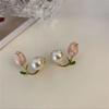Pearl Tulip Earrings Stud Earrings for Women Korean Creative Design Temperament Personality Jewelry Girl Gift Brincos