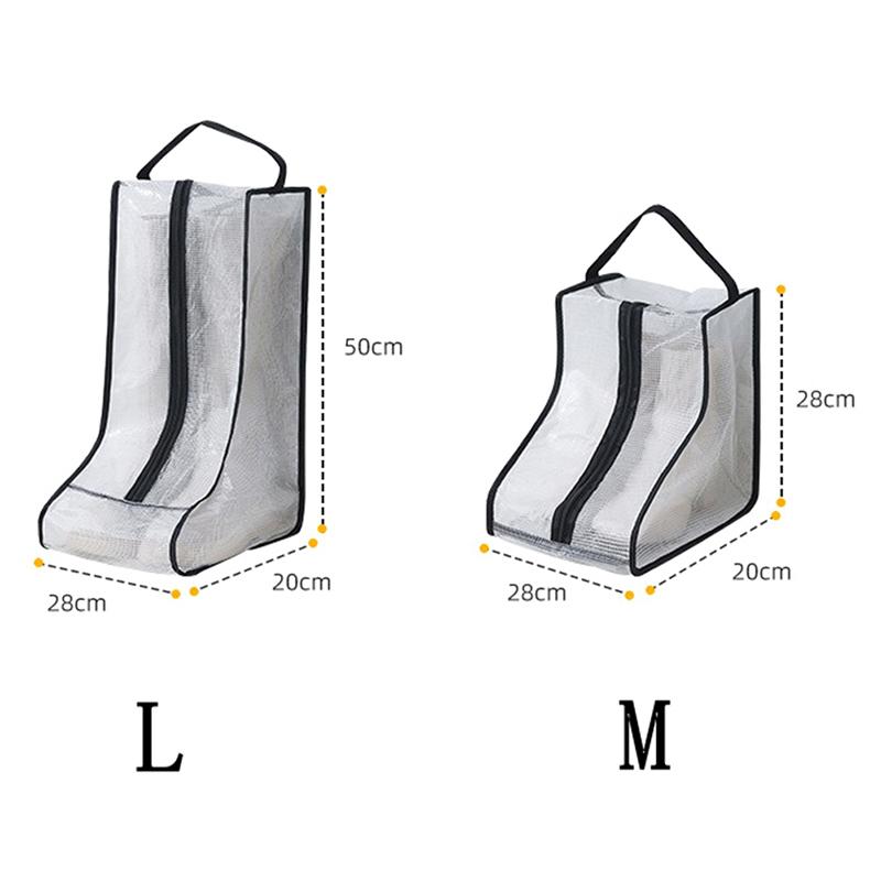 Boot Storage Bag Waterproof Dustproof Transparent Shoes Protection Bag Zippered Portable Boots Pocket Household Travel Storage