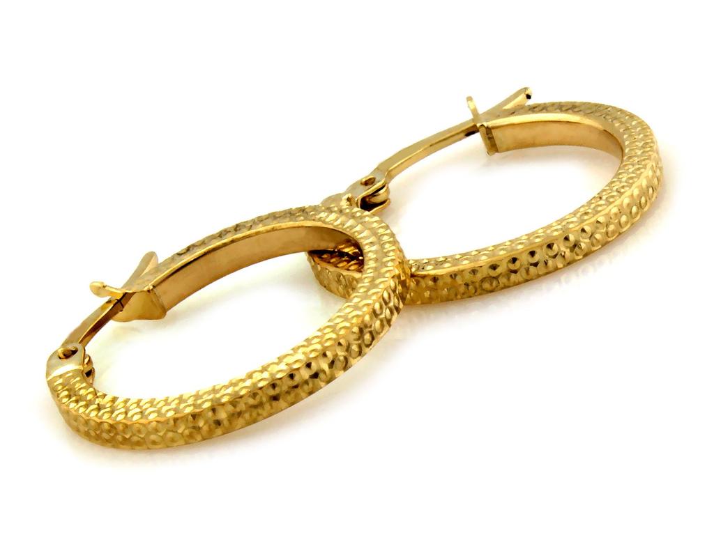 Gold Earrings 20mm 375 9k 1.78g English Clasp Hoop Earrings
